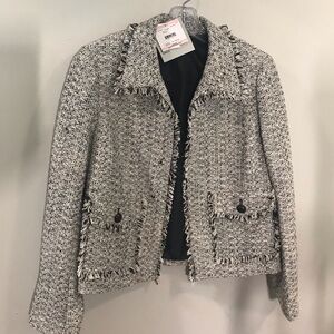 Kasper Brand Ladies Multi Jacket Size 10. Black White Blended Colors.